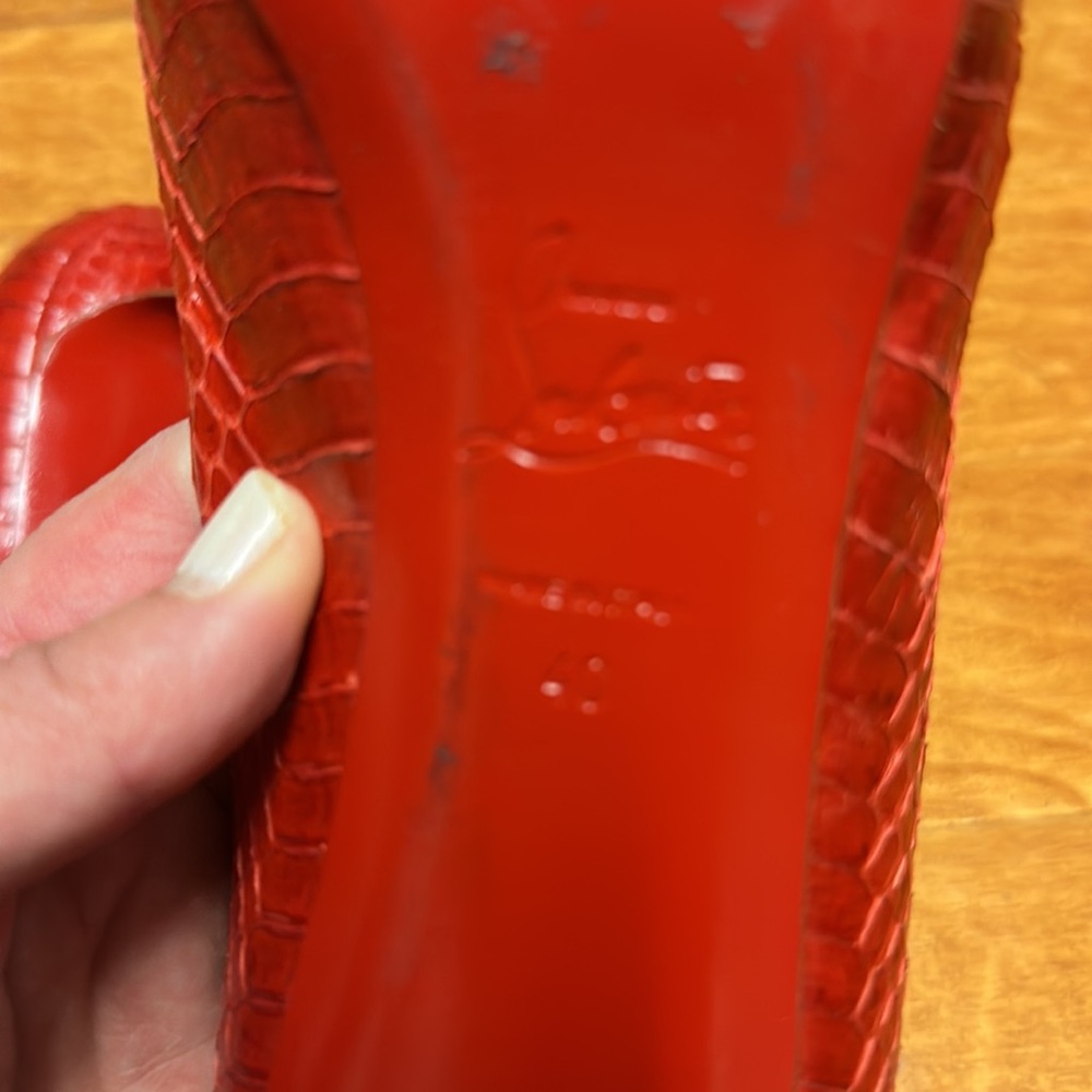 Christian Louboutin Red Python Platform Pumps 40 - image 4